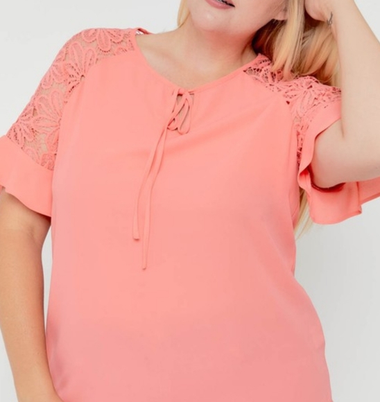 Plus size ruffle sleeve top - Picture 1 of 7